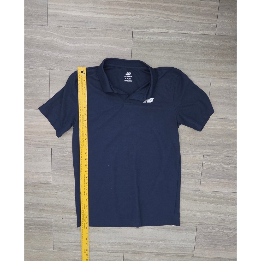 New Balance Youth XL 18/20 Navy Blue Short Sleeve Polo Shirt Logo Top